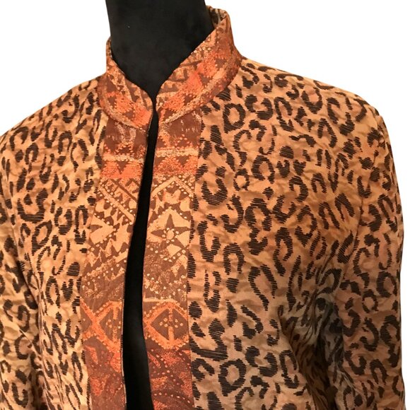 Coldwater Creek Reversible Blazer: Rust Brown Black Leopard Print Jacket Size S - Picture 7 of 16